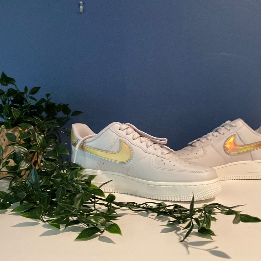 Nike Air Force 1 size 8 with Metallic golden silver details